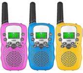 Walkie Talkies para niños Paquete de 3, 3 millas de largo alcance con linternas LCD retroiluminadas Walkie Talkies para niños de 3 a 12 años, jugue...