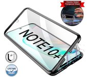 Funda Magnética Compatible Samsung Note 10 Plus con Protector de Pantalla Doble Cara 9h HD Vidrio Metal Parachoques G Negro