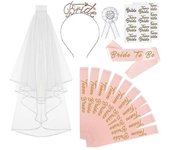 Barsinfi pol 30 piezas Jga Set Grupo de Oro Rosa Set Con Fajas, Bottones, Tatuajes Temporales, Diademas Para Despedida de Soltera