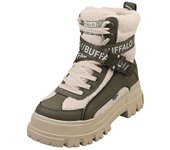 Buffalo Aspha Com1 Warm Botas de moda veganas para mujer en crema caqui 6 UK