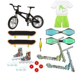 Juego de juguetes de patinetas de dedo con bicicleta de dedo, diapasones que incluyen scooter de dedo, partes superiores de los dedos, pantalones d...