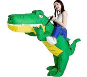 Montar cocodrilo # Divertido disfraz de maniquí disfraz inflable de Navidad Halloween Juego de roles