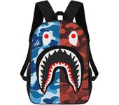 BAPE Camo Shark Backpack 17 pulgadas Bolso de hombro Mochila resistente para computadora portátil Mochila para hombre Mujeres Escuela de viajes 16....