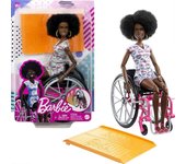 Mattel - Barbie Fashionista y Silla de Ruedas con Silla de Ruedas y Rampa, Cabello Castaño Rizado, Mameluco [COLECCIONABLES] Muñeca de Papel Import...