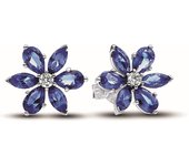 Pandora Pendientes de botón Herbarium con purpurina azul