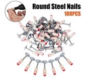 Clavos de acero 100PCS redondos para pistola de clavos de acero Pistola de clavado neumática Herramienta de fijación a la pared Clavadora clavos es...