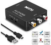 Convertidor de rca a hdmi, 1080p rca para ps2 wii Xbox Snes N64 Vhs Vcr cámara de DVD, compatible con Pal / ntsc con cable de alimentación USB