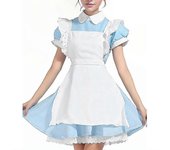 Mujer Mujer Alicia Azul En El País De Las Maravillas Disfraz De Halloween Navidad Cosplay Disfraz De Sirvienta Vestido De Cuento De Hadas Con Sombr...
