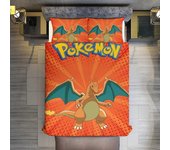 v114 Sábanas Ropa de cama Pokmon Charizard Juegos de 3 piezas Full/Queen Size - Edredones de microfibra reversibles con Shams Colcha suave y ligera...