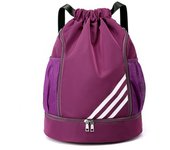 Mochila de cordón de gimnasio deportivo con bolsillo lateral Bolsa de gimnasia deportiva para mujeres y hombres, 100% nueva Púrpura