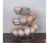 Linkrunning Estante dispensador de huevos Diseño en espiral Alambre independiente Alambre independiente Organizador de almacenamiento de huevos de ...