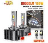 160W 80000LM D1S Faros LED HID D2S D3S D4S D8S Canbus D1R D2R D3R D4R D8R Bombilla Turbo Lámpara CSP 6000K Plug&Play 160W 80000LM Canbus D2S D2R