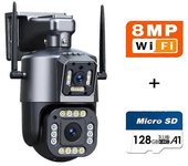 Cámara exterior WiFi IP de 12MP 6K PTZ Pantalla dual Zoom 10X Seguimiento automático Seguridad a prueba de agua Protección 4K VigilanciaMonitores y...
