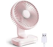 Ventilador de escritorio pequeño, ventilador portátil silencioso, ventilador personal recargable que funciona con batería compatible con la mesa de...