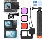 Bonaever Kit de accesorios para Gopro Hero 13 Negro Carcasa impermeable Mango de flotador subacuático Funda de silicona Tapa de lente Protector de ...