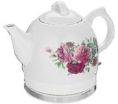 Hervidor de agua de té eléctrico Olla de cerámica con rosa floral