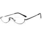Gafas de lectura vintage Bisagras de resorte de metal portátiles de alta definición Lectores semi sin montura Gafas ópticas Gafas Pistola Negra 200