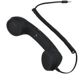 Micrófono de micrófono para teléfono celular con auricular retro vintage para teléfono celular, 3.5 mm Negro