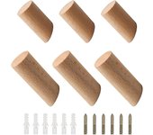 Ganchos De Madera, 6 Piezas De Ganchos De Pared De Madera Con Tornillos Para Ropa, Bufandas, Sombreros, Perchas De Madera Para Dormitorios, Salones...