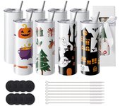 Succebuy Paquete de 8 vasos de sublimación rectos, vaso en blanco de 20 oz a granel, vasos de doble pared de acero inoxidable, para prensa de calor...