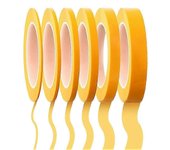 6 Cinta 1/16,7/10,1/8,1/4,1/2,3/4 pulgadas x 55 yardas, cinta de enmascarar de línea fina, enmascaramiento automotriz para pintores