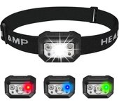 Linkrunning Linterna frontal LED recargable Rojo, Blanco, Azul, Verde, Linterna frontal USB súper brillante 9 modos 660 lúmenes IPX7 Resistente al ...