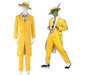 Mens The Mask Film Yellow Suit Halloween Film Fancy Dress 2XL