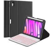 Para iPad mini (2021) Estuche de soporte para tableta con teclado Bluetooth magnético desmontable con portalápices y Multicolor Black