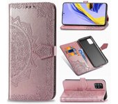 Gangxun Funda para Samsung Galaxy A71 5G Funda de cuero para cartera Relieve Mandala Magnetic Flip Protection A prueba de golpes - Oro rosa