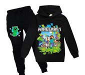 Minecraft Print Kids Tracksuit Set Sports Casual Hoodie Pantalones Outfits 9-10 años Black