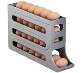 Soporte de huevos rodante para refrigerador, dispensador de huevos rodante automático para almacenamiento en refrigerador Contenedor de 30 huevos, ...
