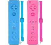 2 Paquete de controles inalámbricos clásicos compatibles con Wii y Wii U, controlador de juegos con estuche de silicona y correa para la muñeca (ro...