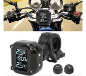 Sistema de monitoreo de presión de neumáticos de motocicleta, Tpms recargables magnéticos impermeables con 2 sensores externos, pantalla LCD Prensa...