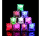 Ubiuo Cubitos de hielo iluminados, paquete de 12 cubitos de hielo LED multicolores, cubitos de hielo intermitentes brillantes reutilizables para la...