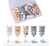 30pcs Alfileres de empuje de tablero de corcho de gato, lindos alfileres de empuje de animales de plástico Alfileres de empuje decorativos para tab...