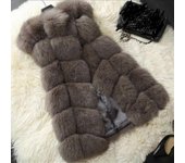 Mujer Faux Fur Chaleco Chaleco Chaleco Body Warmer Sleeveless Jacket Coat_y Café L