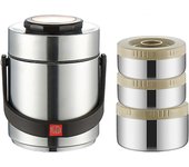 Tarro de comida aislado, fiambrera bento portátil de 2 litros, termo apilable de 3 capas para comida caliente, 304 Cuma