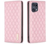 Foxdock Estuche para OPPO Find X5 Pro PU Leather Magnetic Clasp Flip Folio Estuche Protector Estuche Rosa