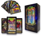 Juego de Mesa de Cartas del Tarot Holográfico A.E.Waite 78 PCS Shine Cards Edición Completa en Inglés para Astrólogo Regla Inglesa