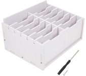 Salón de soporte para teléfono celular Organizador de almacenamiento de escritorio Caja de almacenamiento de teléfono de 12 cuadrículas Blanco 21.8...