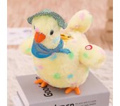 Una gallina juguete de pollo divertido que pone huevos de peluche música eléctrica baile Regalo para niños amarillo