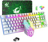 T87 Conjunto de teclado y mouse inalámbrico Teclado de detección mecánica de 87 teclas Mouse de juego RGB Multimedia recargable PC Teclado de compu...