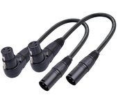 2 piezas XLR de 3 pines de ángulo recto macho a hembra enchufe cable de audio de micrófono XLR de 90 grados hembra a XLR macho recto Negro