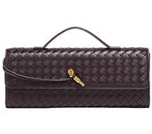 Bolso bandolera tejido a mano para mujer - Bolso de mano de piel Hombro desmontable café