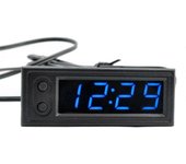 Reloj de coche Reloj digital automotriz universal Fecha 3 en 1 Pantalla LCD Temperatura electrónica Noctilu Negro azul