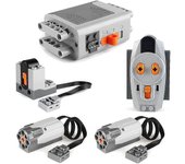 Kit de alimentación de bloques de construcción motorizados con función de potencia de 5 piezas, 2 motores medianos, 1 caja de baterías, 1 control r...