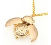 Mariquita Relojes Escarabajo Reloj mujeres hombres niños estudiantes reloj de bolsillo reloj de cuarzo llaveros reloj de bolsillo de Oro