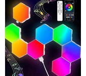 Hexagon Lights (8 Pack) Paneles de pared LED Luces de juego RGB con App Smart Modular Panel Hex Tiles Push Glide Expansion Shapes Lights