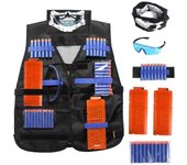 Werleo Kit de chaleco táctico para niños para Nerf Guns N-Strike Elite Series con dardos de repuesto, bolsa de dardos, clips de recarga, máscara tá...