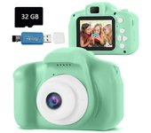 Cámara verde para niños Cámaras digitales para niños Videocámara Cámara para niños pequeños Regalos de cumpleaños para niñas Juguetes para niños co...